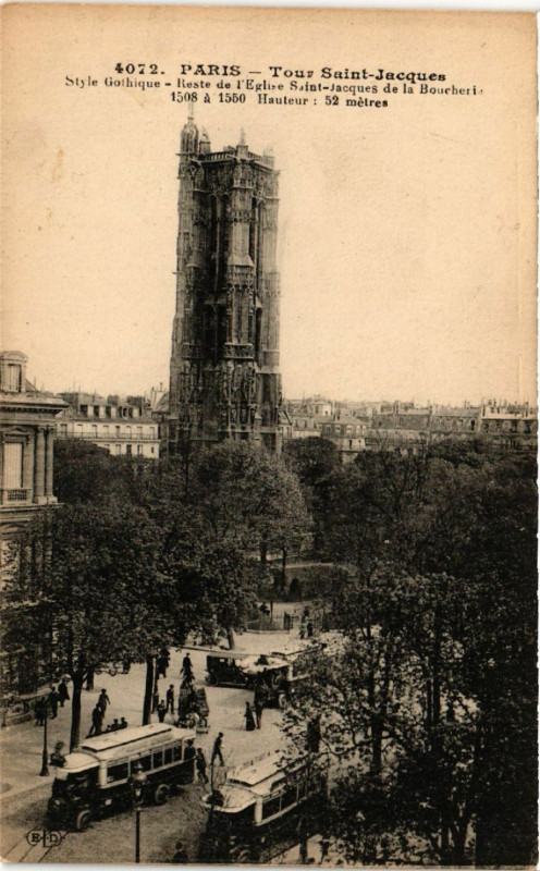 Carte postale ancienne Paris 4e La Tour Saint-Jacques à Paris 4e