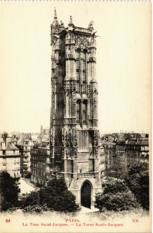 Carte postale ancienne Paris 4e La Tour Saint-Jacques à Paris 4e