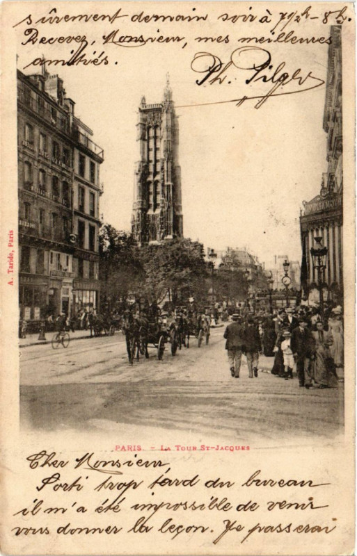 Carte postale ancienne Paris 4e La Tour Saint-Jacques à Paris 4e
