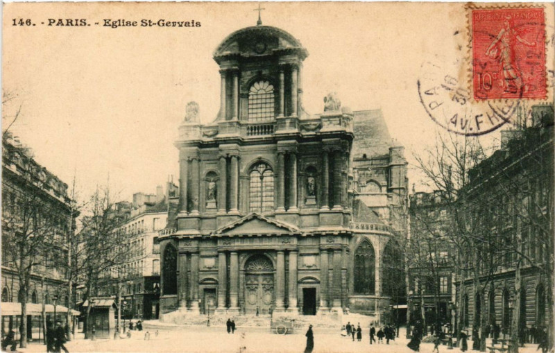 Carte postale ancienne Paris 4e Eglise Saint-Gervais à Paris 4e