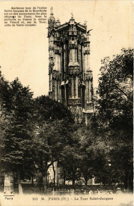 Carte postale ancienne Paris 4e La Tour Saint-Jacques à Paris 4e