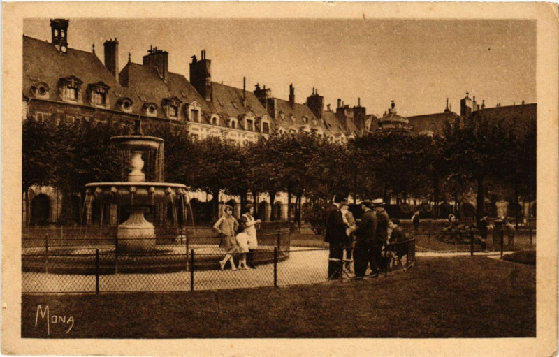 Carte postale ancienne Paris 4e La Place des Vosges à Paris 4e