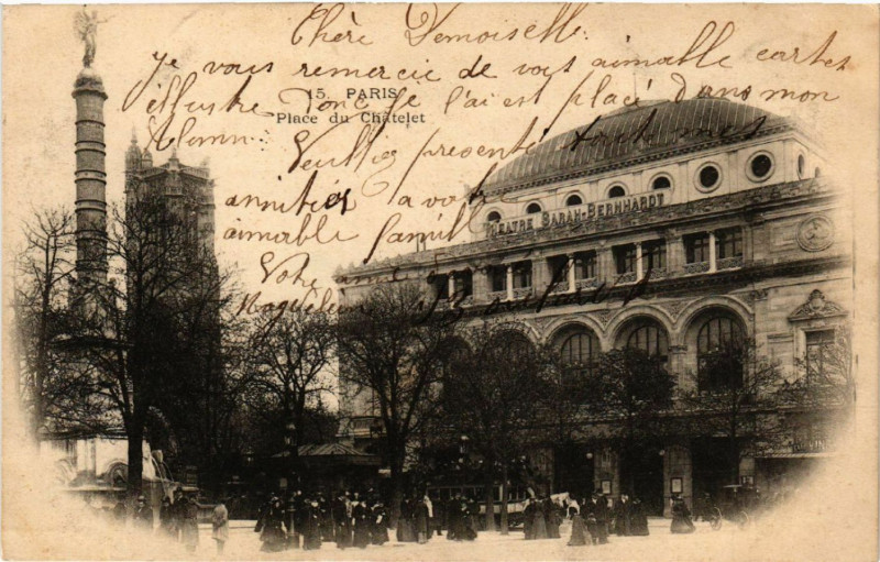 Carte postale ancienne Paris 4e Place du Chatelet à Paris 4e