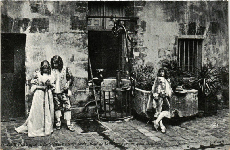 Carte postale ancienne Paris 4e L'Ile Saint-Louis au 17e siécle-Hotel de le Cheyron à Paris 4e