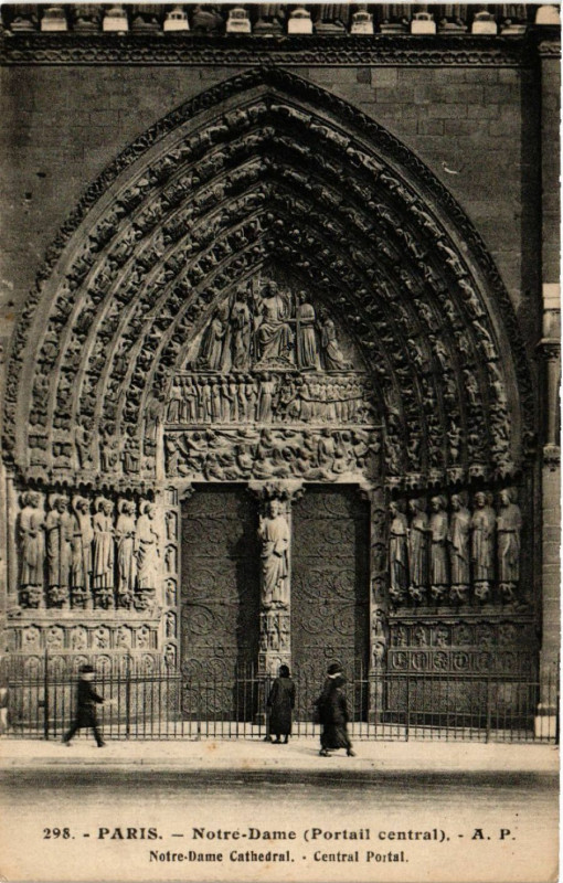 Carte postale ancienne Paris 4e Notre-Dame - Portail Central à Paris 4e