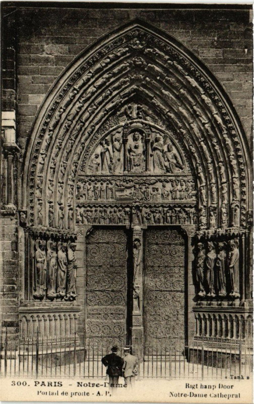 Carte postale ancienne Paris 4e Notre-Dame - Portail de proite à Paris 4e
