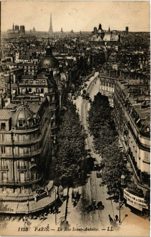Carte postale ancienne Paris 4e La Rue Saint-Antoine à Paris 4e