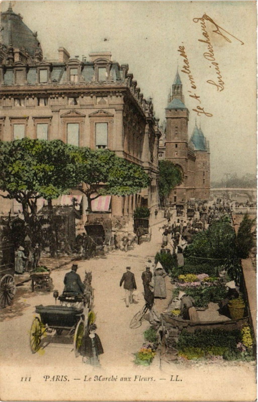 Carte postale ancienne Paris 4e Le Marché aux Fleurs à Paris 4e