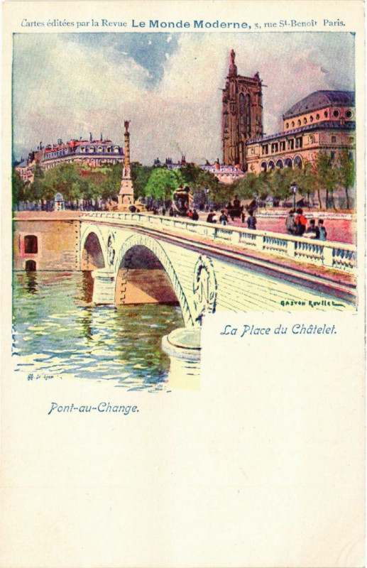 Carte postale ancienne Paris 4e La Place du Chatelet. Pont au Change. à Paris 4e