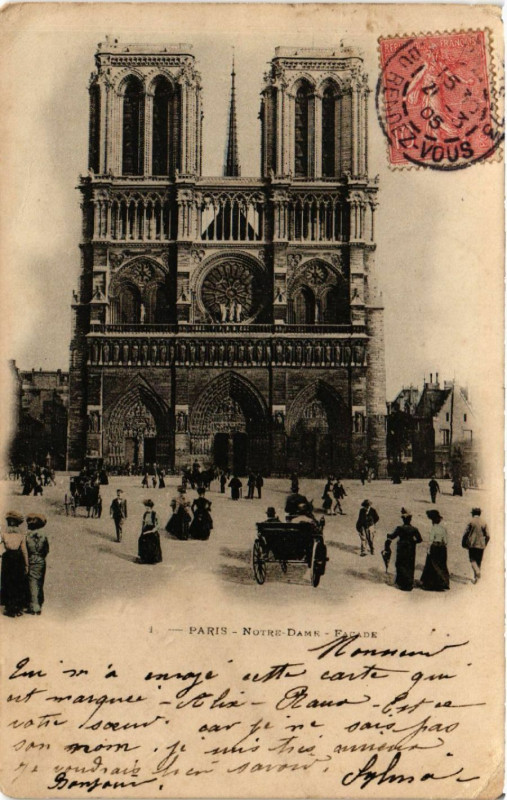 Carte postale ancienne Paris 4e Notre-Dame - Facade à Paris 4e