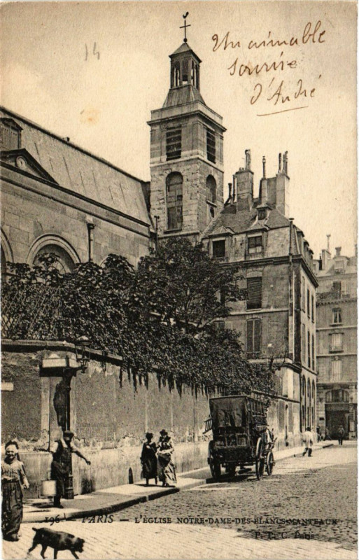 Carte postale ancienne Paris 4e Eglise Notre Dame des Blanx Manteaux à Paris 4e