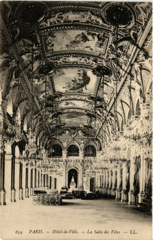 Carte postale ancienne Paris 4e Hotel de Ville-La Salle des Fetes à Paris 4e