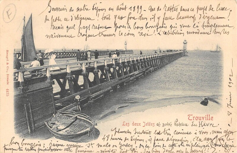 Carte postale ancienne Trouville Les 2 Jetees