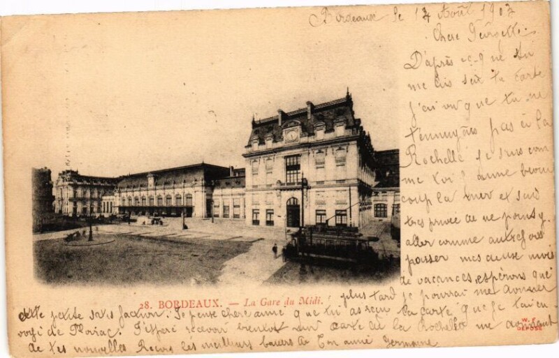 Carte postale ancienne Bordeaux-La Gare du Midi à Bordeaux