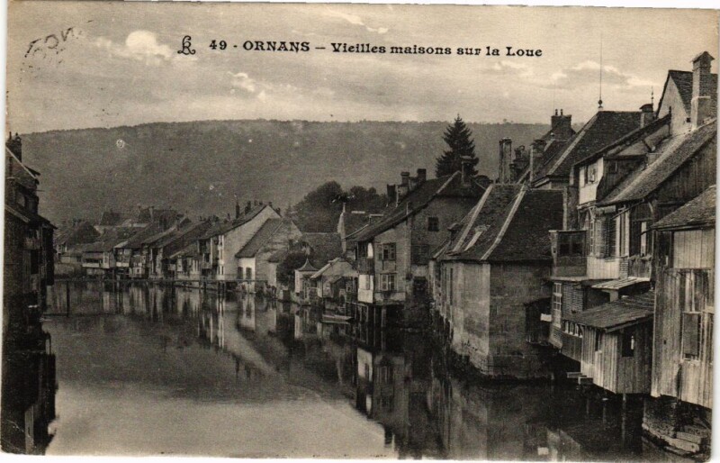 Carte postale ancienne Ornans - Vieilles maisons sur la Loue à Ornans
