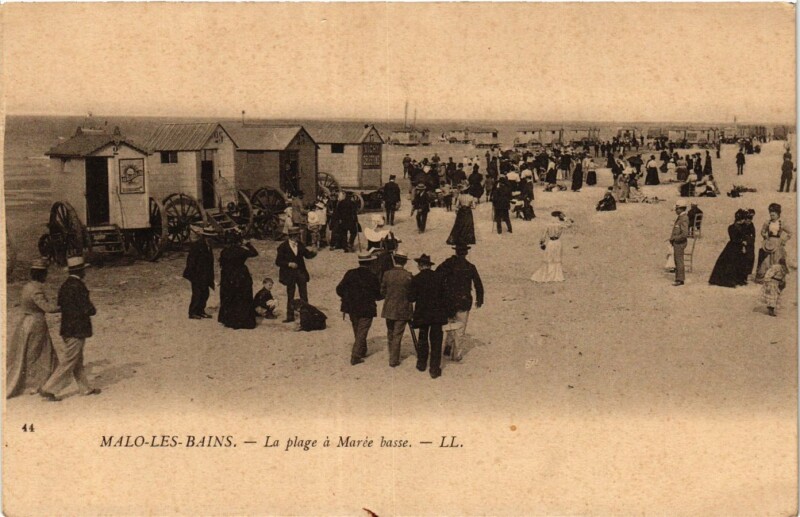 Carte postale ancienne Malo-les-Bains-La Plage a Marée basse