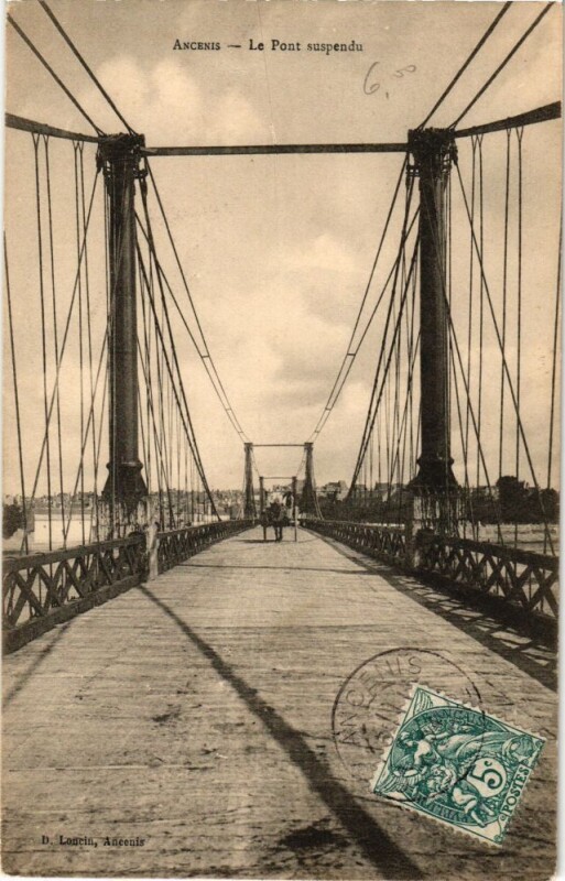 Carte postale ancienne Ancenis - Le Pont suspendu