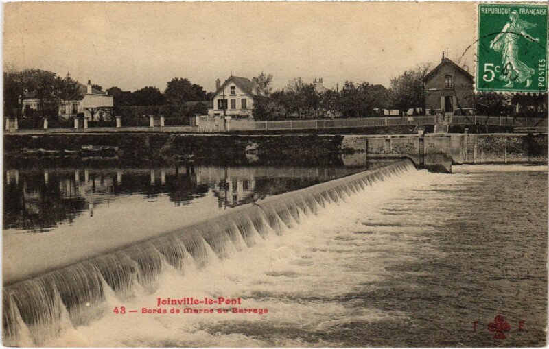 Carte postale ancienne Joinville le Pont Bords de Marne au Barrage France à Joinville-le-Pont