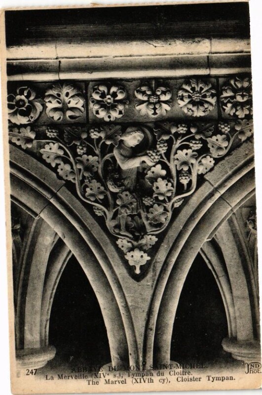 Carte postale ancienne Abbaye du Mont-Saint-Michel-La Merveille (Xiv.s.) Typan du Cloitre