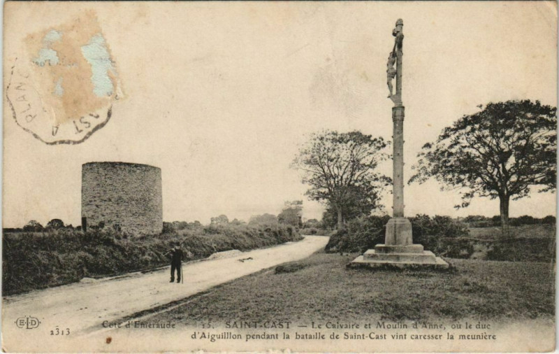 Carte postale ancienne Saint Cast Le Calvaire et Moulin d'Anne France