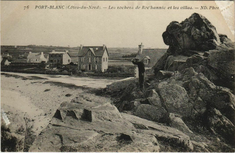 Carte postale ancienne Port-Blanc Les rochers de Roc'hannic France