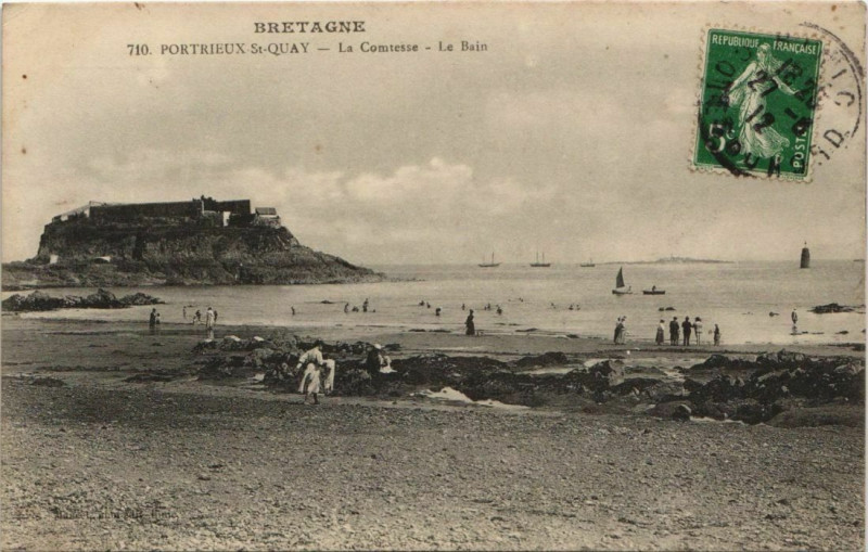 Carte postale ancienne Portrieux St.Quay La Comtesse, Le Bain France