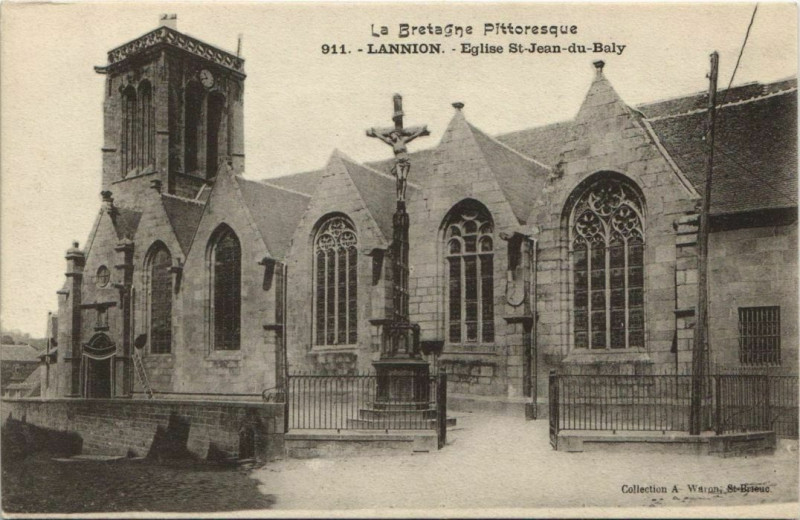 Carte postale ancienne Lannion Eglise St.Jean du Baly France à Lannion