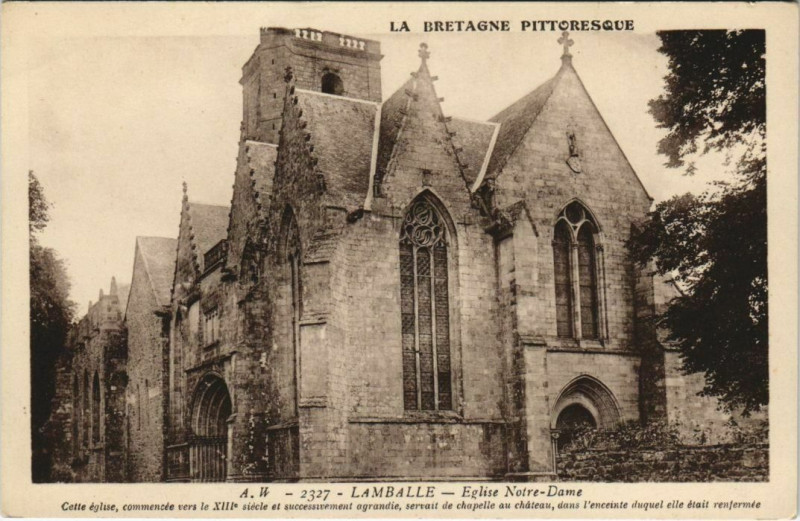 Carte postale ancienne Lamballe Eglise Notre-Dame France