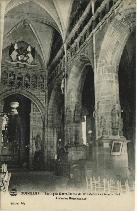 Carte postale ancienne Guingamp Basilique Notre Dame de Bon Secours France à Guingamp