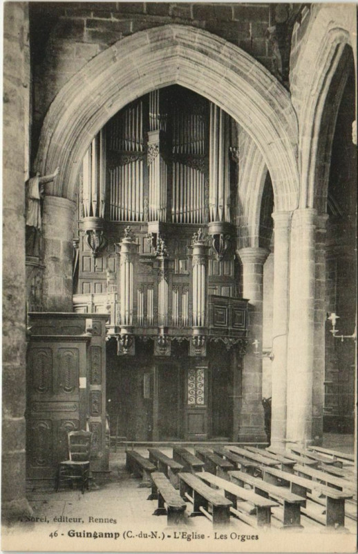 Carte postale ancienne Guingamp L'Eglise, Les Orgues France à Guingamp