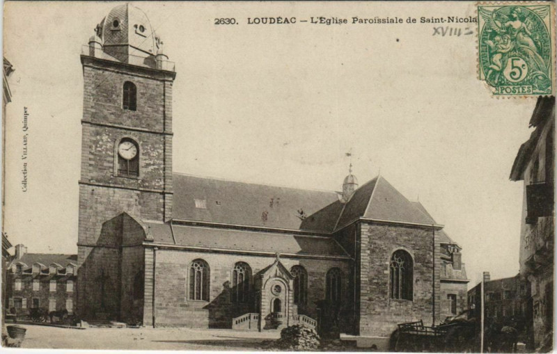 Carte postale ancienne Loudeac L'Eglise Paroissiale France