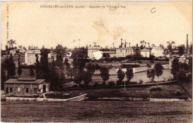Carte postale ancienne Chazelles-sur-Lyon - Quartier de l'Usine a Gaz à Chazelles-sur-Lyon