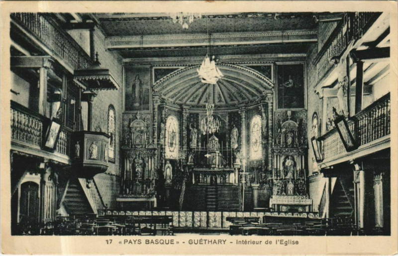 Carte postale ancienne Guethary Interieur de l'Eglise