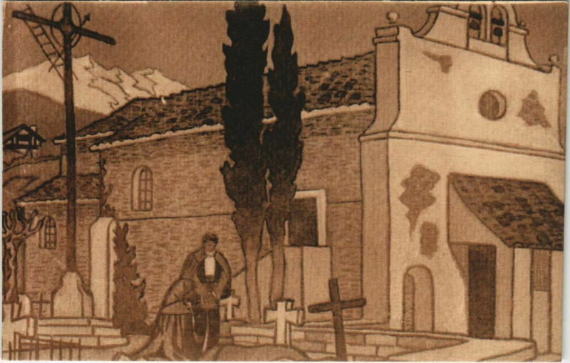 Carte postale ancienne Pays Basque - Au Cimetiere