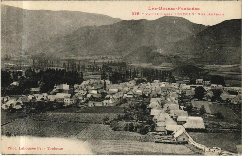 Carte postale ancienne Bedous Vue Generale à Bedous