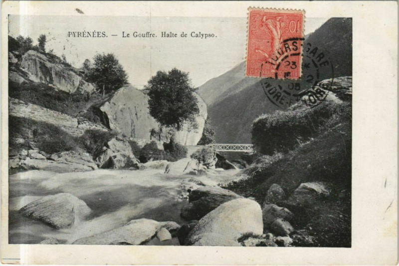 Carte postale ancienne Pyrenees - Le Gouffre - Halte de Calypso