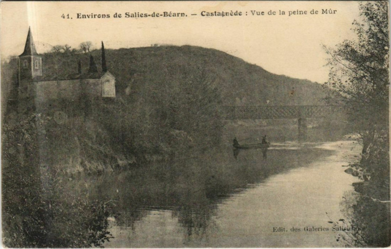 Carte postale ancienne Castagnede Vue de la Peine de Mur - Env. De Salies-de-Bearn