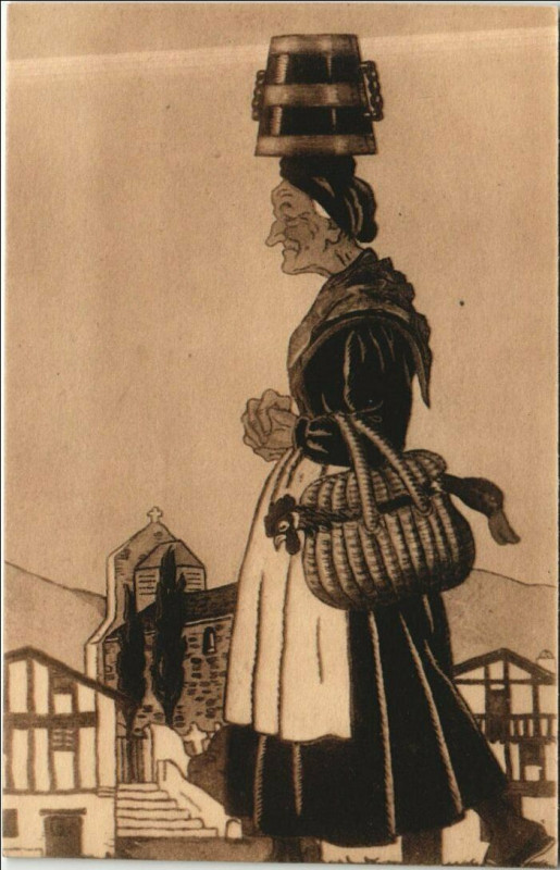 Carte postale ancienne Pays Basque - Jour de Marche - Type