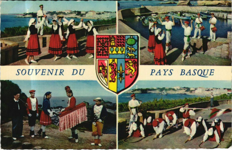 Carte postale ancienne Souvenir du Pays Basque - Folklore Scenes