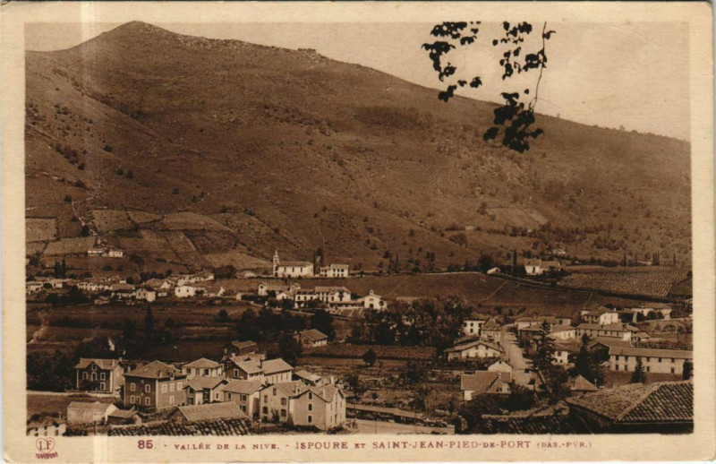 Carte postale ancienne Saint-Jean-Pied-de-Port Ispoure - Panorama - Vallee de la Nive à Ispoure