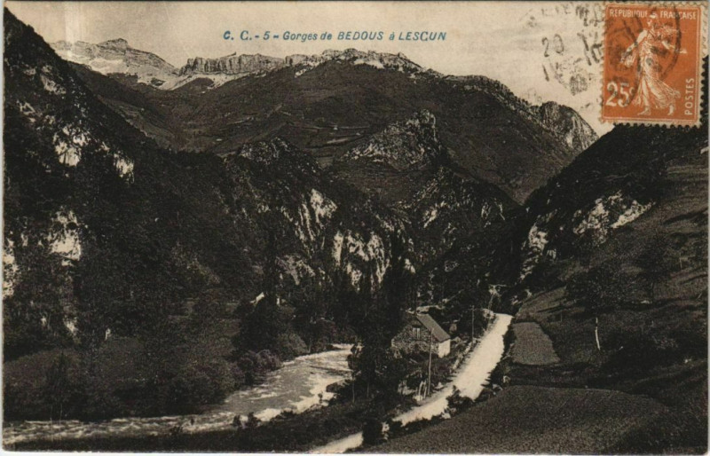 Carte postale ancienne Bedous Lescun - Gorges de Bedous a Lescun à Bedous