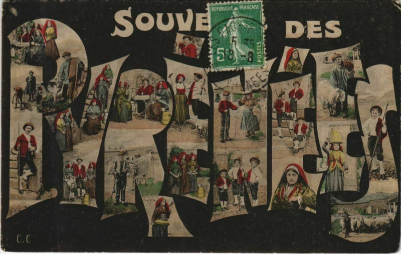 Carte postale ancienne Souvenir des Pyrenees - Scenes - Types