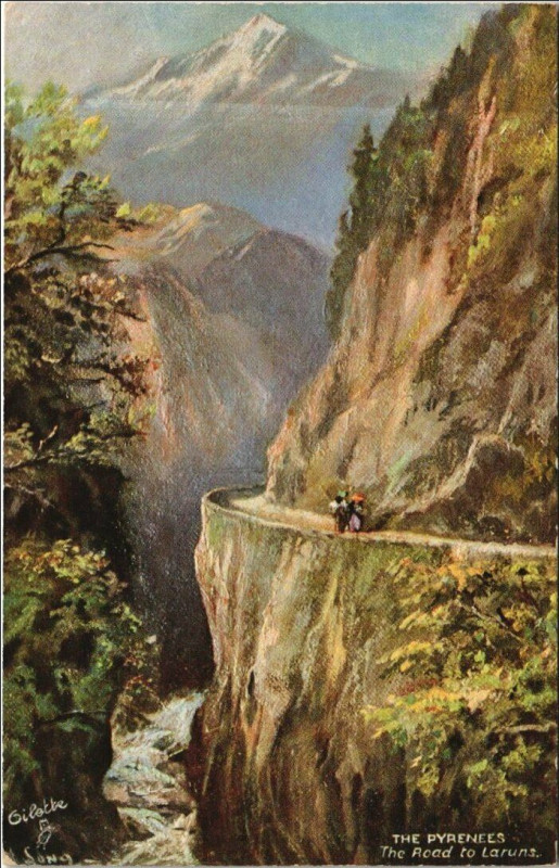 Carte postale ancienne The Pyrenees - The Road to Laruns à Laruns