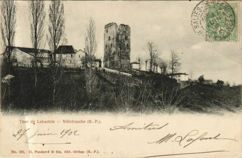 Carte postale ancienne Labastide-Villefranche Tour de Labastide à Labastide-Villefranche