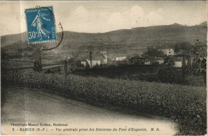 Carte postale ancienne Barcus Vue Generale à Barcus