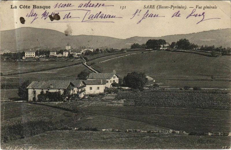 Carte postale ancienne Sare Vue Generale à Sare