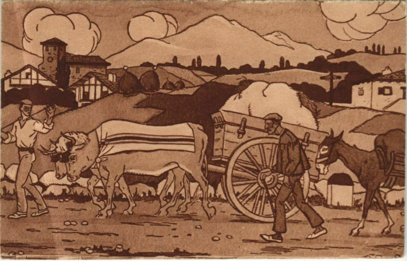 Carte postale ancienne Pays Basque - Sur la Route - Types