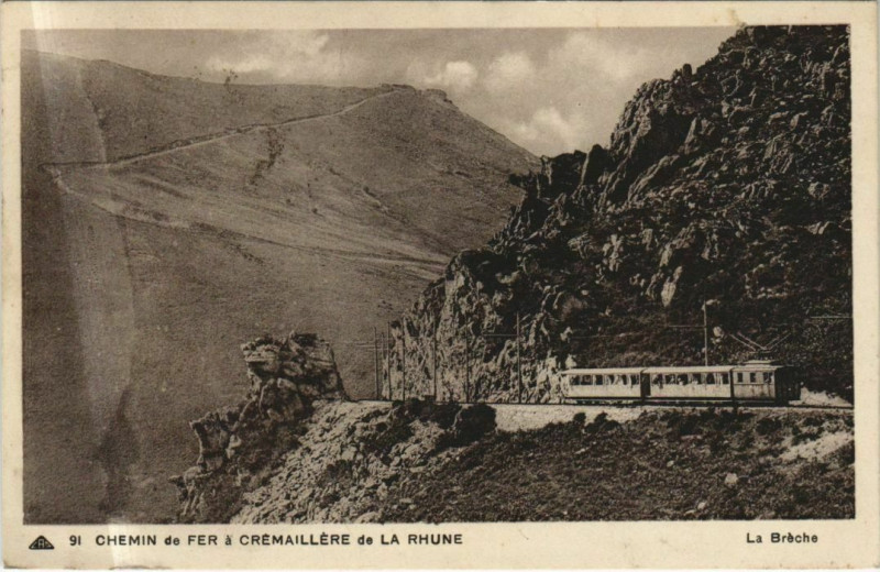 Carte postale ancienne Chemin de Fer a Cremaillere de la Rhune - La Breche