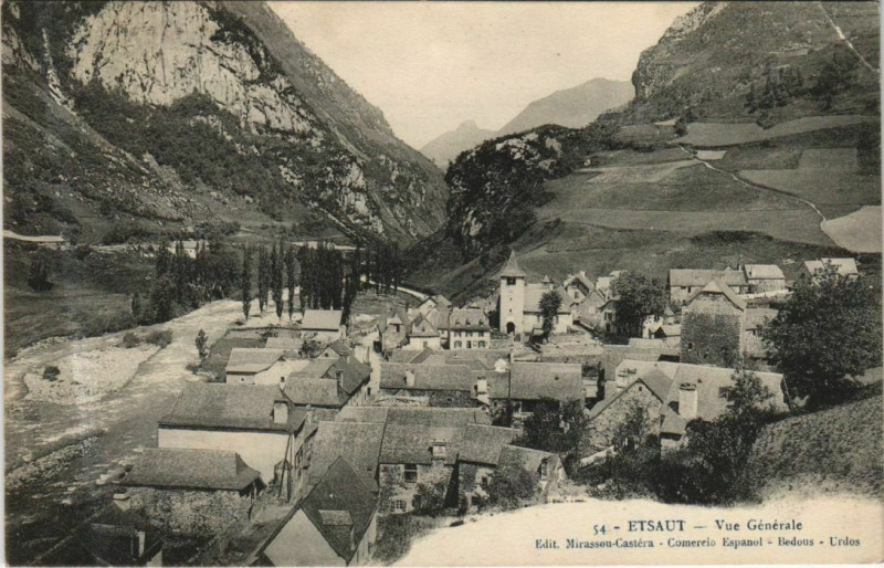 Carte postale ancienne Etsaut Vue Generale à Etsaut