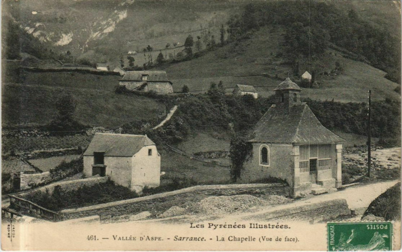 Carte postale ancienne Sarrance La Chapelle - Vue de Face à Sarrance